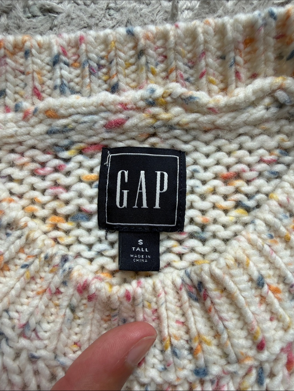 GAP Cream Crewneck Sweater with Multicolor Specks - Picture 3 of 4